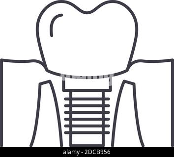 Dental implants icon, linear isolated illustration, thin line vector, web design sign, outline concept symbol with editable stroke on white background Stock Vector
