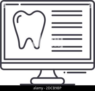 Dental report icon, linear isolated illustration, thin line vector, web design sign, outline concept symbol with editable stroke on white background. Stock Vector