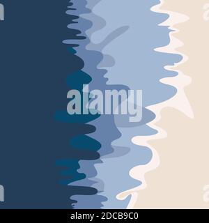 Sea beach top view. Sandy ocean shore. Vector illustration of coast with brown sand and blue water Stock Vector
