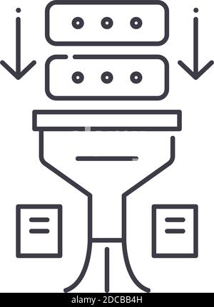 Data filters icon, linear isolated illustration, thin line vector, web design sign, outline concept symbol with editable stroke on white background. Stock Vector