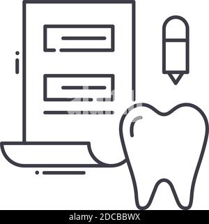 Dental check up thin line icon, stomatology and dental, magnifying sign ...