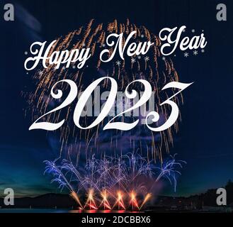 Happy new year 2023 with fireworks background Celebration New Year