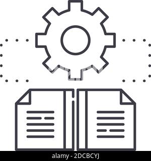 Data integration icon, linear isolated illustration, thin line vector, web design sign, outline concept symbol with editable stroke on white Stock Vector