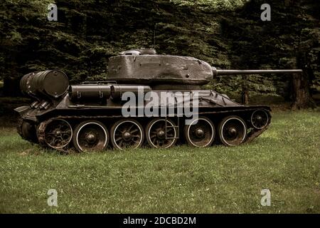 Decorative military cannon / truck used in war Stock Photo