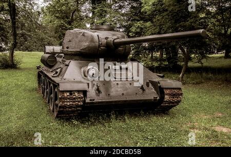 Decorative military cannon / truck used in war Stock Photo