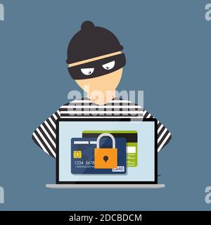 Criminal Hacker, Concept of Fraud, Cyber Crime. Illustration Stock Photo