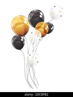 Group of Colour Glossy Helium Balloons Isolated on White Background ...