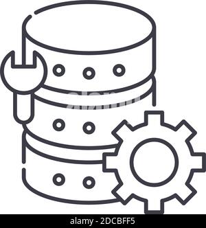 Data management icon, linear isolated illustration, thin line vector, web design sign, outline concept symbol with editable stroke on white background Stock Vector