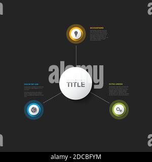 Vector multipurpose Infographic template with three elements options and modern colors on a dark   background Stock Vector