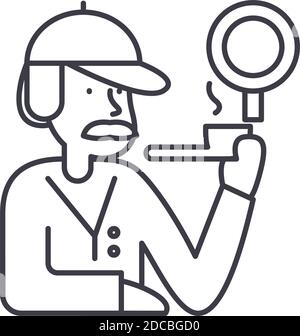 Detective story icon, linear isolated illustration, thin line vector, web design sign, outline concept symbol with editable stroke on white background Stock Vector