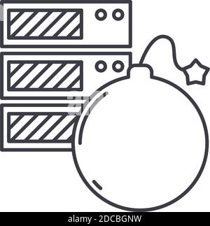 Ddos attack icon, linear isolated illustration, thin line vector, web design sign, outline concept symbol with editable stroke on white background. Stock Vector