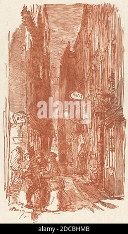 Auguste Lepère, (artist), French, 1849 - 1918, Rue Saint-Severin, La Bievre, Les Gobelins, Saint-Severin, (series), published 1901, wood engraving printed in sanguine Stock Photo