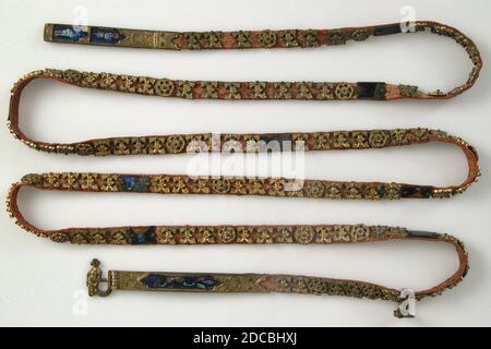 Belt with Profiles of Half-Length Figures, Italian, ca. 1350-1400. Stock Photo