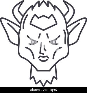 Devil icon, linear isolated illustration, thin line vector, web design sign, outline concept symbol with editable stroke on white background. Stock Vector