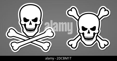 Pirate symbol with skull with bone cross button or sticker vector illustration Stock Vector