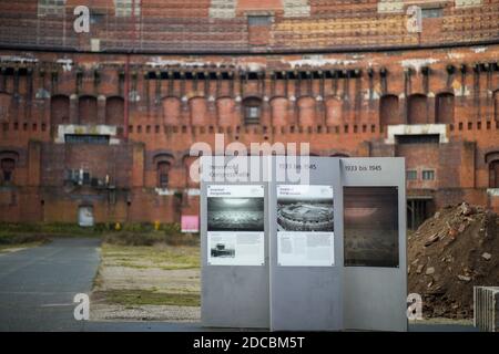 Nuremberg, Germany. 20th Nov, 2020. View of and information cubes between the inner walls of the Congress Hall on the former Nazi Party Rally Grounds. Credit: Daniel Karmann/dpa/Alamy Live News Stock Photo