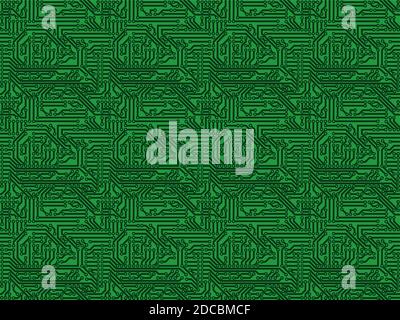 Circuit board on a green background. Stock Vector