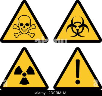 Yellow triangle warning or danger road sign vector illustration Stock Vector