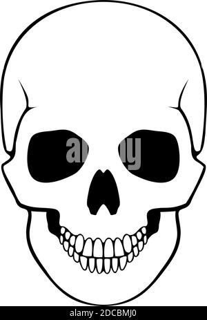 Human skeleton bone head skull tattoo vector illustration Stock Vector