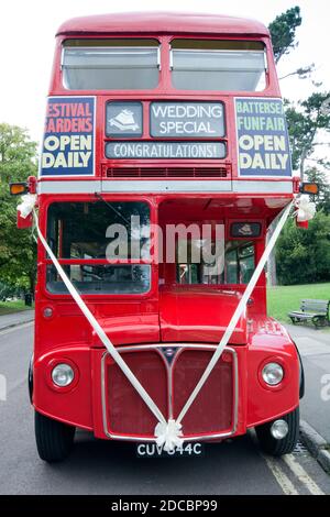 Iconic London Red Bus For Wedding Hire Taken In Cheltenham Gloucestershire England UK Stock Photo