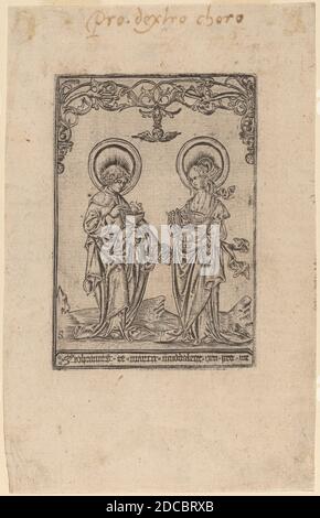 Master S, (artist), Flemish, active 1505/1520, Saint Mary Magdalene and Saint John the Evangelist, engraving Stock Photo