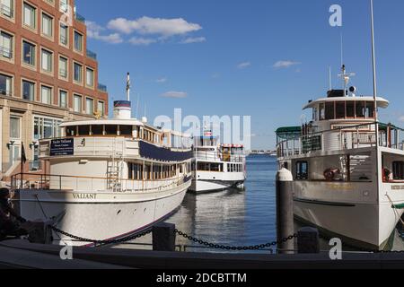 BOSTON, MA, USA - FEBRUARY, 28, 2020: Rowes Wharf building and harbor Stock Photo