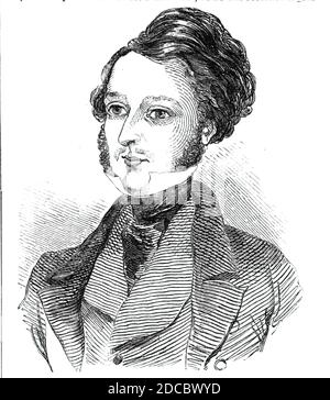 Lord John Manners, 1844. Portrait of British statesman John James Robert Manners, 7th Duke of Rutland. From &quot;Illustrated London News&quot;, 1844, Vol I. Stock Photo