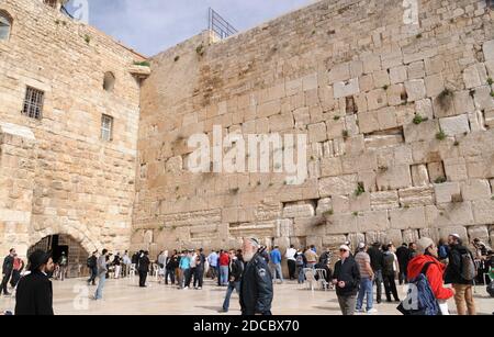 The Western (Wailing) Wall in the OLd City, Jerusalem. Stock Photo