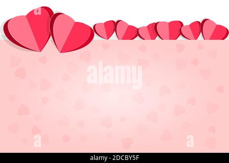 Valentines day background with paper hearts. Valentines, Mother day, or wedding sale banner, poster, greeting card with copy space.Vector illustration Stock Vector