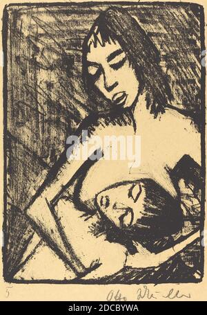 Otto Müller, (artist), German, 1874 - 1930, Mother and Child (Mutter und Kind), probably 1920, lithograph, image: 25.1 × 18.5 cm (9 7/8 × 7 5/16 in.), sheet: 35.4 × 26.3 cm (13 15/16 × 10 3/8 in Stock Photo