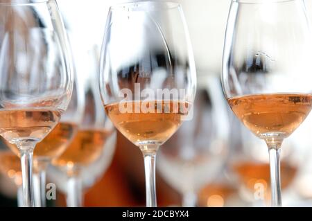 Tasting Dom Perignon champagne vintage Rose Stock Photo