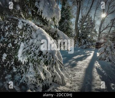 DE - BAVARIA: Winter scene along river Isar at Bad Toelz Stock Photo