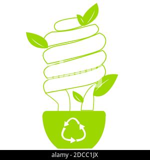 Ecological light bulb. environmental EMBLEM on a white background Stock Vector