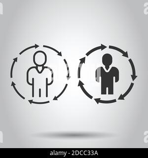 People referral icon in flat style. Business communication vector illustration on white background. Reference teamwork business concept. Stock Vector