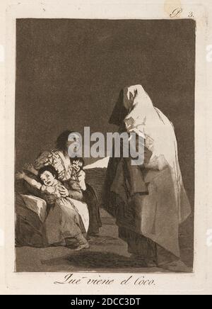 Francisco de Goya, (artist), Spanish, 1746 - 1828, Que viene el coco (Here Comes the Bogey-Man), Los Caprichos (plate 3), (series), published 1799, etching and burnished aquatint Stock Photo