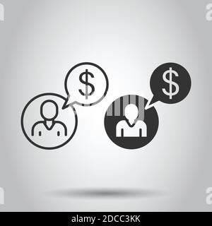 People with money icon in flat style. Investor vector illustration on white isolated background. Businessman business concept. Stock Vector