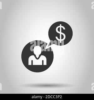 People with money icon in flat style. Investor vector illustration on white isolated background. Businessman business concept. Stock Vector