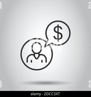 People with money icon in flat style. Investor vector illustration on white isolated background. Businessman business concept. Stock Vector