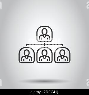 Corporate organization chart with business people vector icon in flat style. People cooperation illustration on white background. Teamwork business co Stock Vector