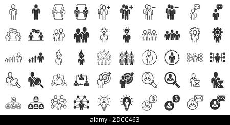 People leadership icon set in comic style. Person cartoon collection ...