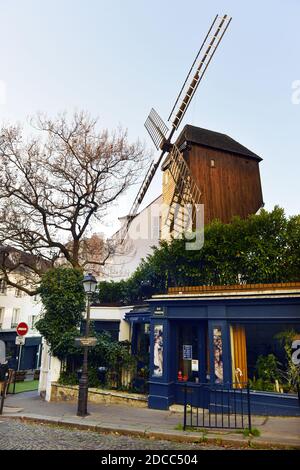 Moulin de la Galette - Lock down on Montmartre - paris - France Stock Photo