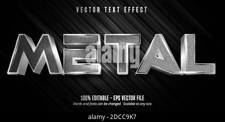 Metal text, silver color metallic style editable text effect Stock Vector