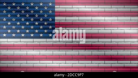 EPS10 vector of the american flag drawn on a brick wall. Perfect for any use. Stock Vector
