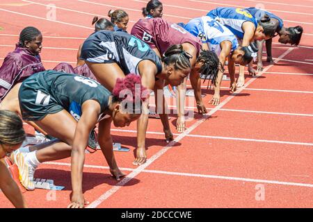 Miami Florida,Tropical Park Greater Miami Athletic Conference championships,track & field high school student students competitor competing,runner run Stock Photo