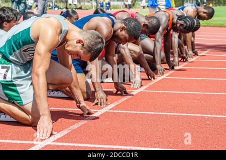 Miami Florida,Tropical Park Greater Miami Athletic Conference championships,track & field high school student students competitor competing,runner run Stock Photo