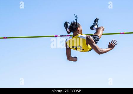Miami Florida,Tropical Park Greater Miami Athletic Conference championships,track & field high school student students competitor competing,teen teens Stock Photo