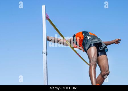 Miami Florida,Tropical Park Greater Miami Athletic Conference championships,track & field high school student students competitor competing,teen teens Stock Photo
