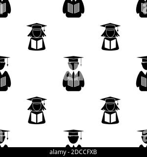 Student Icon Seamless Pattern Isolated on White Background Stock Vector