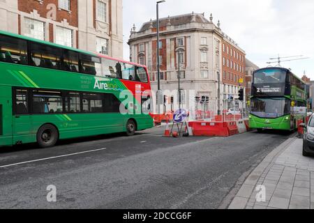 Chaotic Road works in Leeds City Centre November 2020 - The Headrow Stock Photo