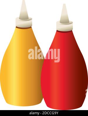 mustard and ketchup sauces bottles vector illustration design Stock Vector